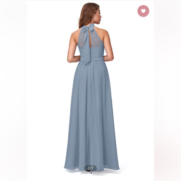 Azazie Emilia Dusty Blue Bridesmaid Dress - Picture 2 of 14